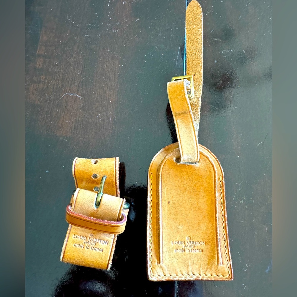 Authentic Louis Vuitton —vintage luggage tag and strap handle accessory